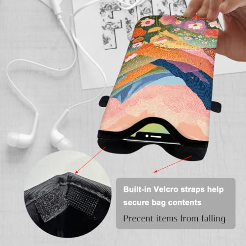 Neoprene Cell Phone Sleeve Pouch Case Bag with Crossbody Strap Neck Lanyard for Women 7.1 X 3.9 in Colorful Mountains - color: Colorful Mountains