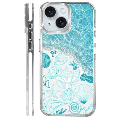 VisEnt Clear Case for iPhone 15, Magnetic Phone Case, Transparent Slim Cover, Military Grade Protection, Shockproof, Anti-Yellowing, Scratch Resistant, Ocean Wave Shell - color: Ocean Wave Shell, size: Iphone 15