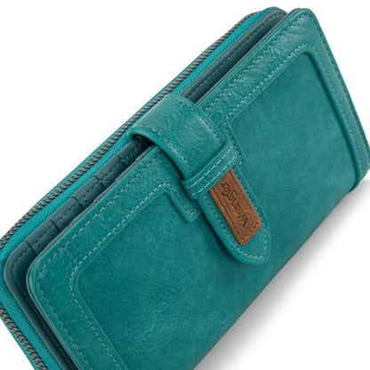 X Wrangler Women's Wallets Bifold Wristlet Wallets for Women Large Capacity Credit Card Wallet with ID Window - color: Turquoise