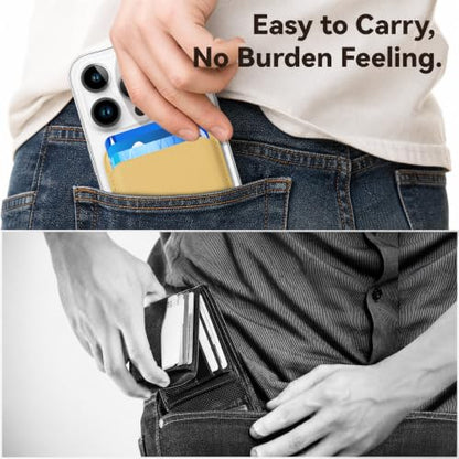 Magnetic Wallet Cell Phone Card Holder for Phone Case with Mag-Safe - color: Cream Yellow, size: 1 Pack