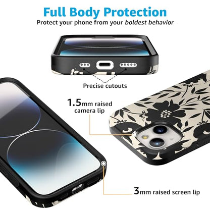 Casely iPhone 15 Plus Case | Dark Fantasy | Contrast Floral | Bold Protective Design | Compatible with MagSafe - color: Dark Fantasy | Contrast Floral