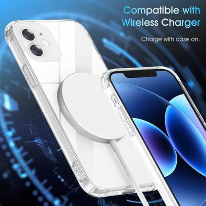 Clear Case for iPhone 12,[Not-Yellowing][Military Drop Protection] Soft Shockproof Transparent Phone Case, Ultra Slim & Thin Protective Case for iPhone 12-6.1"(Clear) - size: for iPhone 12
