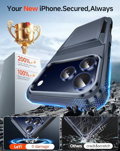 LeYi for iPhone-17-Pro Case Wallet: with Card Holder Blue i Phone iphone17 17pro Cover iPone iohone Protective Funda para Military Grade Heavy Duty Men Phone17 iphone17pro Procase, Navy Blue - color: Blue, size: iPhone 17 Pro 6.3''