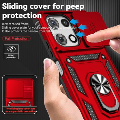 for Motorola Moto G 2025 / Moto G 2026 / Moto G Play 2026 Case, with Slide Camera Cover Screen Protector Ring Holder Kickstand Military Grade Protection 15ft Drop Tested Protective Phone Case (Red) - color: Red with camera cover Military-Grade 2nd gen