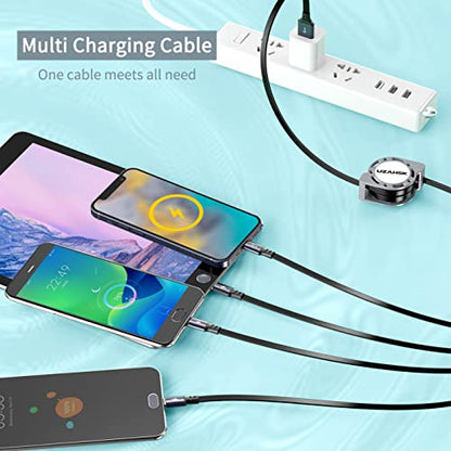 4 in 1 Multi Charging Cable, Retractable Multi Fast Charger Cable - size: 4 IN 1:2PACK