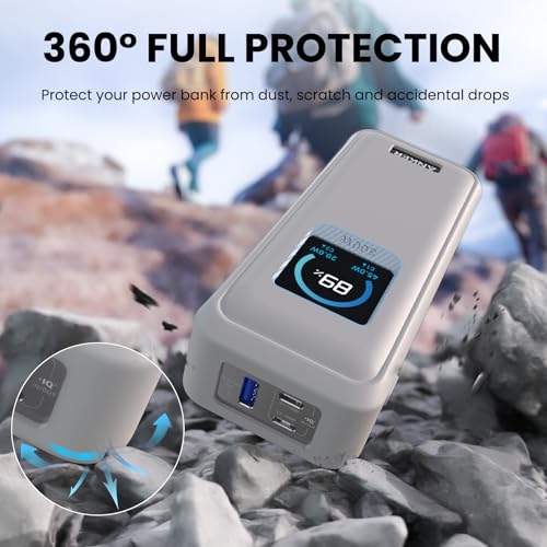 for Anker Prime Power Bank 26,250Mah 300W Case Cover | Soft Silicone Shockproof Protective Case for Anker 300W Prime Power Bank with Anti-Lost Strap, LCD Display Visible, Grey - color: Grey