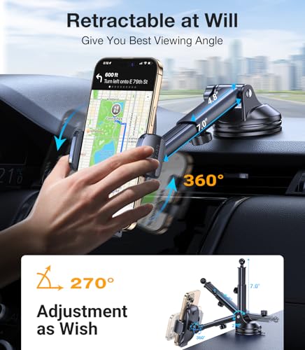 Coolpow Car Phone Holder Mount【Strongest Suction】 Universal 360° Dashboard Phone Holder for Car Jeep Truck Phone Mount Cell Phone Holders for Your Car Gifts for Mothers Day Him Her for iPhone Samsung