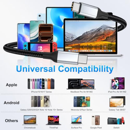 USB C to USB C Cable 3FT 2 Pack 60W Fast Charging USBC Charger - size: 3 ft