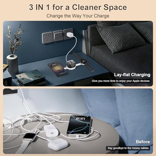 Foldable 3 in 1 Wireless Charging Station, Travel Charger Pad for Samsung