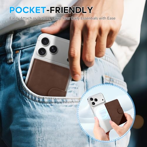 SHIELDON Genuine Leather for Magsafe Wallet, Crazy Horse Dark Brown - color: Crazy Horse - Dark Brown