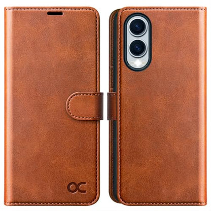 OCASE Compatible with Galaxy S25 Edge Wallet Case, PU Leather Flip Folio Case with Card Holders RFID Blocking Kickstand [Shockproof TPU Inner Shell] Protective Phone Cover 2025, Brown - color: Brown, size: Samsung Galaxy S25 Edge