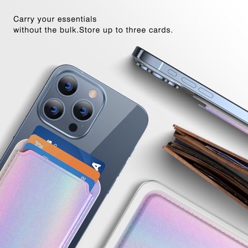miracase for MagSafe Wallet, Magnetic Card Wallet Holder, Compatible with MagSafe Wallet, 3-Card Holder, for iPhone 15/14/13/12 Series,Rainbow - color: C-Rainbow, style: Basic Wallet