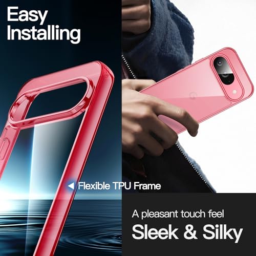 JETech Case for Google Pixel 9/9 Pro, Anti-Yellowing, Peony | Shockproof Protection, Scratch Resistant Hard PC Back, Durable Transparent TPU Bumper - color: Peony, size: Pixel 9/9 Pro