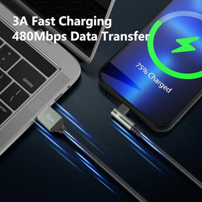 90 Degree iPhone Charger 6FT [Apple MFi Certified] 3Pack Lightning Cable - color: Grey, size: 6FT, style: USB A to Lightning