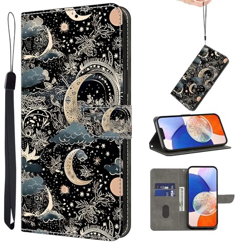 Wallet Case for iPhone 17 Pro Max 6.9” 2025, PU Leather with Magnetic Closure and Card Slots/Holder Cover Case, Moon - color: Moon, size: iPhone 17 Pro Max