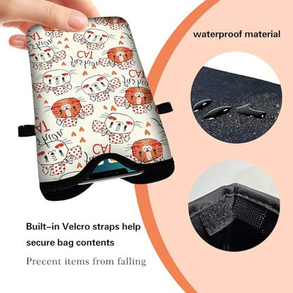 Men Women Neoprene Cell Phone Sleeve Pouch Case Bag with Crossbody Strap/Neck Lanyard 7.5 X 4.3 in (Cute Bowtie Cat Print Pattern) - color: Cute Bowtie Cat Print Pattern