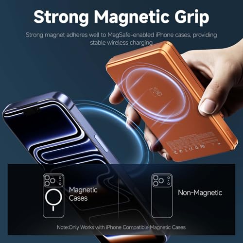 for MagSafe Power Bank 10000mAh, Fast, Magnetic Portable Charger - color: Orange