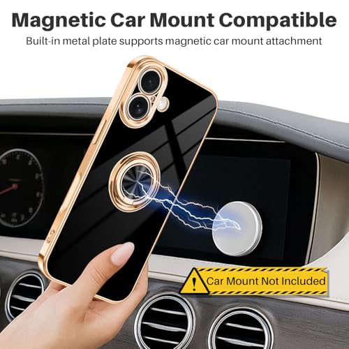 Dinick Black for iPhone 17 Case with Ring Holder Kickstand - color: Black, size: 6.3'' iPhone 17