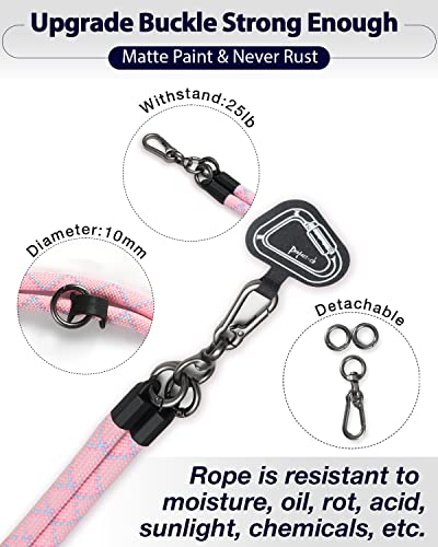 Cell Phone Lanyard ×1, Tether Tab ×2, Universal Adjustable Phone Strap, Crossbody, Neck Phone Lanyard, Rope Strap - color: Pink