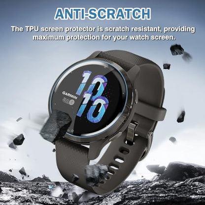 6 PCS Compatible for Garmin Venu 2S Screen Protector Clear, Full Cover Anti-scratch Soft TPU [Not Glass] with Great Protection for Venu 2S Watch Film, Sensitive Touch & HD - size: venu 2S
