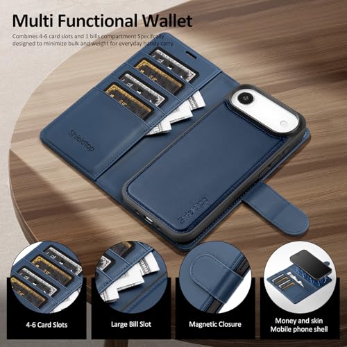 Shieldtop Compatible with MagSafe iPhone 17 Air Wallet Case,Blue | 2 in 1 Detachable Magnetic,Credit Card Holder Slots,RFID Blocking,PU Leather,Kickstand,Flip Folio Phone Cover for Men & Women - color: Blue, size: iPhone 17 Air - 6.6"