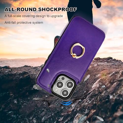 ONETOP for iPhone 16 Pro Max Wallet Case with Credit Card Holder,Purple - color: Purple