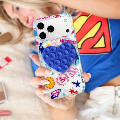 Velvet Caviar Suction Cup Phone Case Mount Compatible with MagSafe Devices Only - Magnetic Silicone Sticky Phone Grip Holder for iPhone Back of Phone - Mirror Gripper (Cobalt Blue Heart) - color: Cobalt Blue Heart