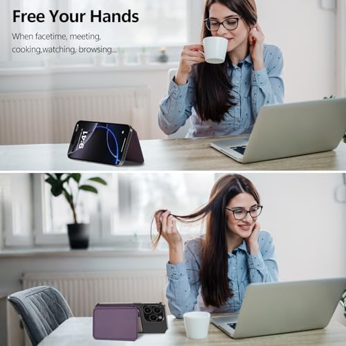 for MagSafe Wallet, Magnetic Phone Wallet RFID Blocking, 4 Card Holder - color: Purple