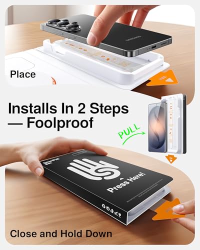 SMARTDEVIL Tempered Glass for Samsung Galaxy S25 Ultra Screen Protector [3 Pack],Fingerprint Unlock Compatible, HD Anti-Glare, 9H Scratch Resistant, Fast & Easy, SmartPull Box Bubble-Free Install - size: S25 Ultra 6.9 inches