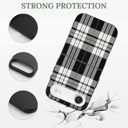 Black and White Tartan PlaidAnti-Yellowing Soft TPU Phone Case for iPhone 17, Shockproof and Scratch-Resistant Case - color: black-style-146