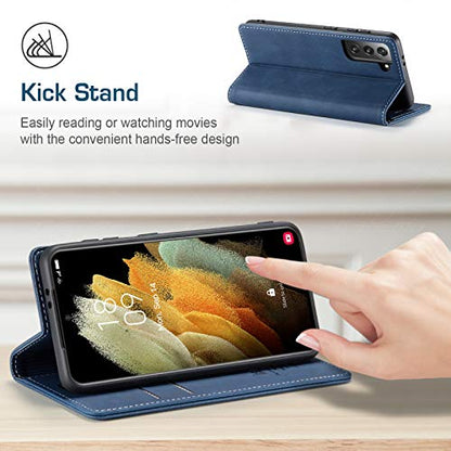 japezop Samsung Galaxy S21 5G Wallet Case with [RFID Blocking],Card Holder Kickstand Magnetic,Leather Flip Case Wallet for Samsung Galaxy S21 5G 6.2 Inch(Blue) - color: Blue, size: S21 5G 6.2"