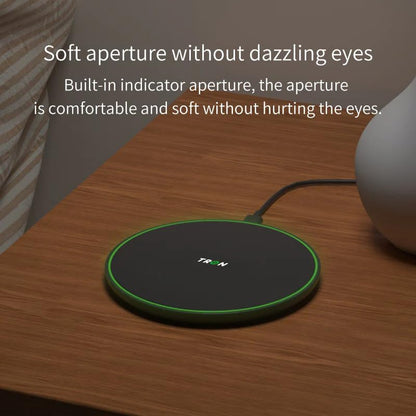 TRON Wireless Charger, TR2 Model, Fast Charging Pad, Black, Compatible with Smartphones, Universal Charging for Mobile Devices