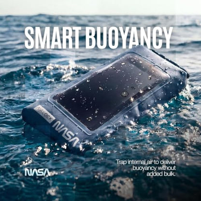 NASA Small Dry Bag with Integrated Waterproof Phone Pouch (Floating, IP68) | Full Phone Screen Control | Floats When Sealed | Detachable Shoulder Strap | Fully Submersible | Fits Phone, Keys & Cash - color: Blue