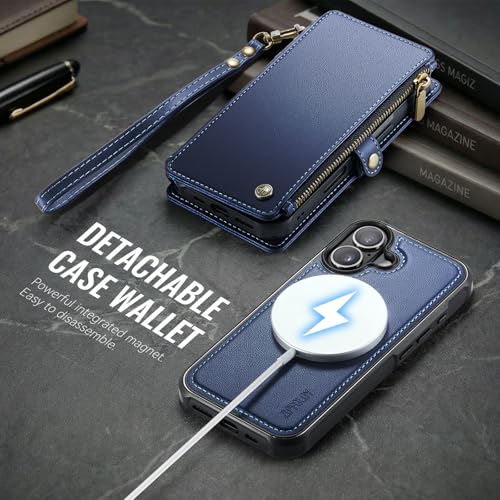 for iPhone 16 Plus - Phone Case Wallet Magnetic Detach, Navy Blue - color: Navy Blue, size: iPhone 16 Plus