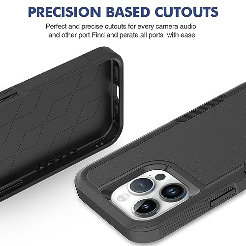 Heavy‑Duty Rugged Anti‑Drop Shockproof Protective Phone Case for iPhone 15 Pro, Durable Protective Shell, Black - color: Black, size: iPhone 15 Pro