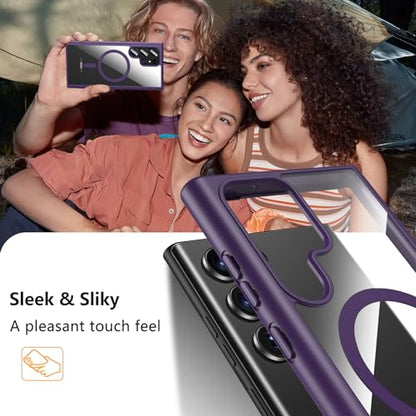 Hensinple for Samsung Galaxy S22 Ultra Case Magnetic, Galaxy S22 Ultra Phone Case [Compatible with Magsafe] Wireless Charging Translucent Back Shockproof Cover Case 6.8 Inch, Purple - color: Purple-S22 Ultra, size: Galaxy S22 Ultra 6.8 inch