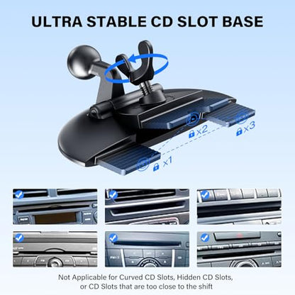 1Zero CD Phone Holder for Car, Easy One-Button Release CD Slot Phone Mount - style: Universal Clamp