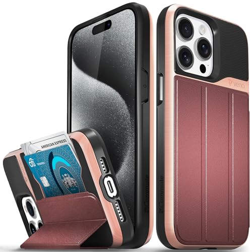 VENA vCommute iPhone 15 Pro Max Wallet Case, Red | Military-Grade Drop Protection, Premium Leather Magnetic Flap Cover, Hidden Card Holder, RFID Blocking, Multi-Angle Kickstand - color: Classic - Red, size: iPhone 15 Pro Max