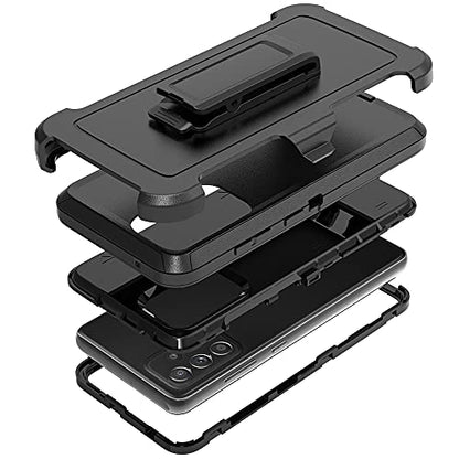 TENCO Compatible with Samsung Galaxy A52 5G Case,with Screen Protectors,Heavy Duty Rugged Shockproof Full Body Protection Kickstand Case with Belt Clip Holster for Samsung Galaxy A52 5G(Black) - color: Black