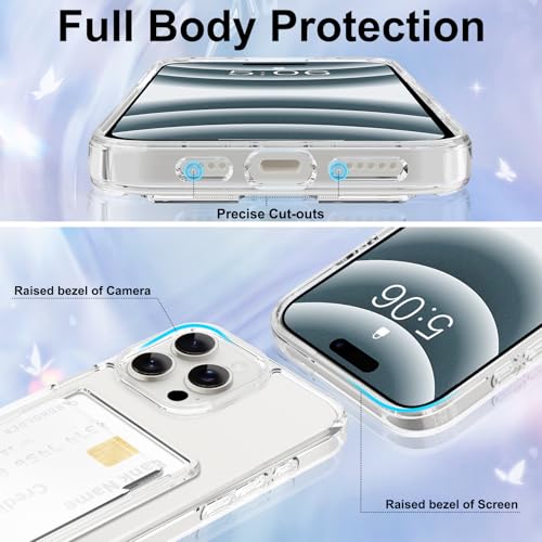 Gukalong Clear Wallet Case for iPhone 16 Pro Max with Credit Card Holder | Hard PC Heavy Duty Shockproof Protection Anti-Scratch Phone Cover Card Slot Anti-Yellowing Case for Women Men - size: for iPhone 16 Pro Max