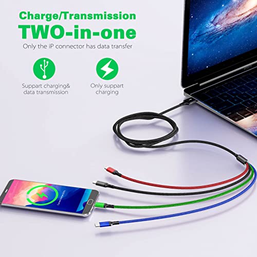 Multi Charging Cable 4A,5ft/2Pack 4in1 USB Charger Cable