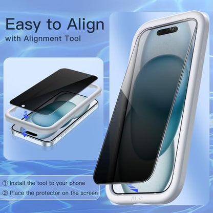 JETech Privacy Screen Protector for iPhone 15 Plus, 2-Pack - size: iPhone 15 Plus