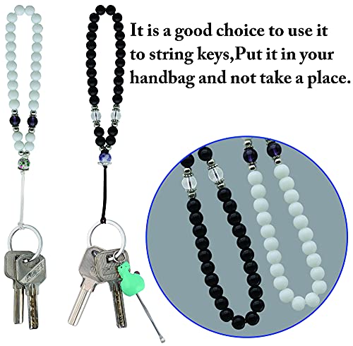 Cell Phone Lanyard Strap Bling Crystal Beads Hand Wrist Lanyard - color: 17cm/Black+white
