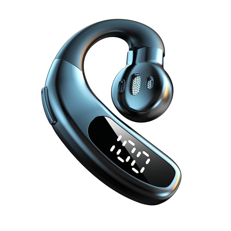 Open Ear Bluetooth 5.5 Wireless Earbuds 180° Rotatable Design Single Earpiece LED Display 72H Playtime Ear Headset for Cell Phone