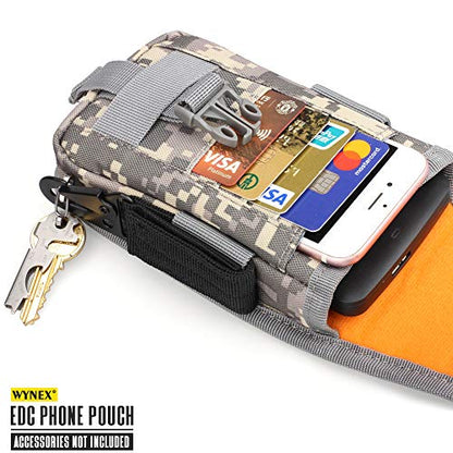 WYNEX Tactical Phone Pouch Molle, Phone Blet Holder Fit 4.0-6.7" Screen | Cellphone Holster with 2 compartmen & Card Organizer, Include Tactical Gear Clip, 1000D Nylon - color: GreyMC