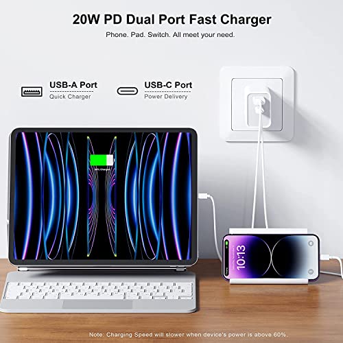 USB C Charger Block, 3Pack 20W Dual Port USB C Wall Charger Plug - color: White