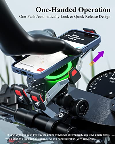 BRCOVAN Aluminum Alloy Motorcycle Phone Mount with Qi 15W Wireless Charger - color: SILVER