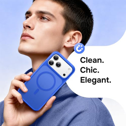 Magnetic for iPhone 17 Pro Case, Compatible with MagSafe, [Military Grade Drop Protection] Translucent Matte Shockproof Protective Anti-Fingerprint Phone Case, 6.3", Klein Blue - color: Klein Blue, size: Iphone 17 Pro