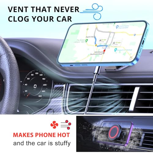 OHLPRO for MagSafe Car Mount Charger iPhone Wireless Car Charger, Red - color: Red