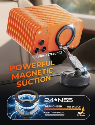 2-in-1 Detachable MagSafe Car Mount, Magnetic Phone Holder for Car